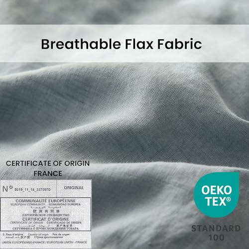 Simple&Opulence 100% Linen Duvet Cover Set with Crossed Embroidery Washed - 3 Pieces (1 Duvet Cover with 2 Pillow Shams) Soft Breathable Farmhouse - Dusty Blue, Queen Size - color: Crossed-dusty Blue, size: Queen