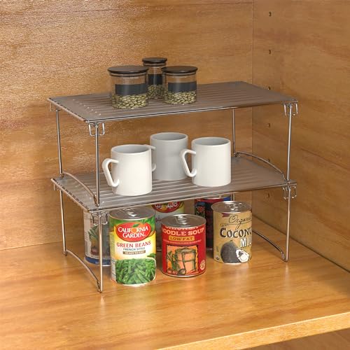 Deco Brothers Stackable Cabinet Shelf Organizer, 2 Pack, Chrome - color: Chrome