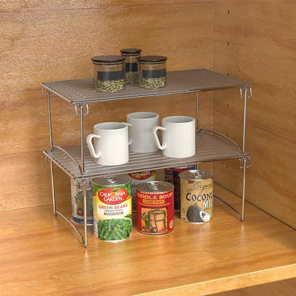 Deco Brothers Stackable Cabinet Shelf Organizer, 2 Pack, Chrome - color: Chrome