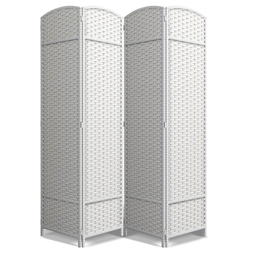 Sorbus 4 Panel Room Divider 6 ft. Tall - Privacy Screen, Extra Wide Double Hinged Panels, Mesh Hand-Woven Design, Partition Room Dividers and Folding Privacy Screens, Wall Divider for Room Separation - color: White, size: 4 Panel