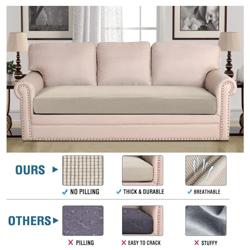 H.VERSAILTEX Super Stretch Individual Seat Cushion Covers Sofa Covers Couch Cushion Covers Slipcover Sets Thick Jacquard Textured Twill Fabric (1 Piece Sofa Cushion Cover, Island Fossi) - color: Island Fossi, size: 1 Cushion Sofa