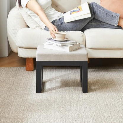 IBUYKE 16 Inch Small Foot Stool Ottoman, Rectangle Linen Foot Rest with Padded Seat and Metal Legs, Modern Ottoman Foot Rest for Living Room Bedroom Entryway Couch, Grey WBD001G - color: Grey