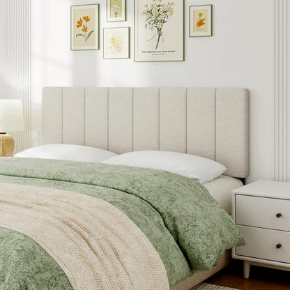 Queen Size Headboard Only, Height Adjustable Linen, Beige - color: Linen-beige, size: Queen/Full