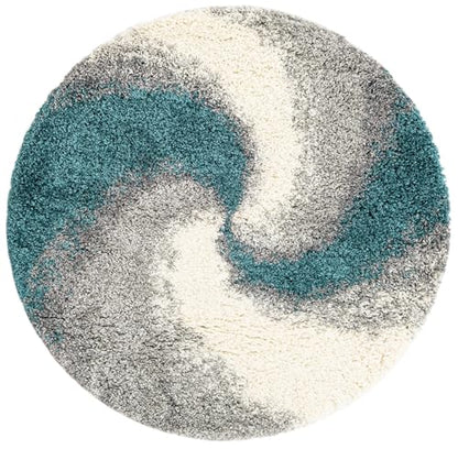 Rugs.com - Soft Touch Shag Rug – 4 Ft Round Turquoise Shag Rug – Plush Modern Swirl Design for Bedrooms and Nurseries - color: Turquoise, size: 4' (Round)