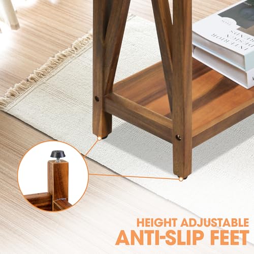 ENKEZI Narrow End Table with Shelf – Slim Side Table, Nightstand for Small Spaces, Bedroom, Living Room, Balcony or Outdoor Use (Minimalist A) - style: Minimalist A