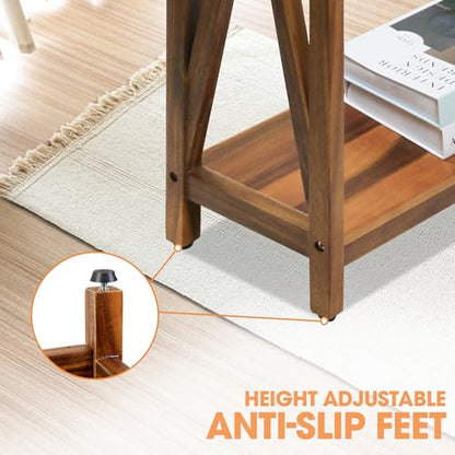 ENKEZI Narrow End Table with Shelf – Slim Side Table, Nightstand for Small Spaces, Bedroom, Living Room, Balcony or Outdoor Use (Minimalist A) - style: Minimalist A