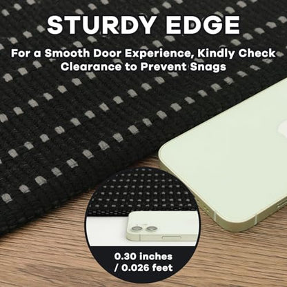 Washable Runner Rug, Non Slip Hallway Runner, 2x6 Ft, Black/Grey | Washable Braided Runner Carpet, Non Slip Rubber Dot Backed, For Hallway, Kitchen, Entryway, Bedroom, Laundry Room, Foyer - color: Black and Grey, size: 2' x 6' (Rectangular)