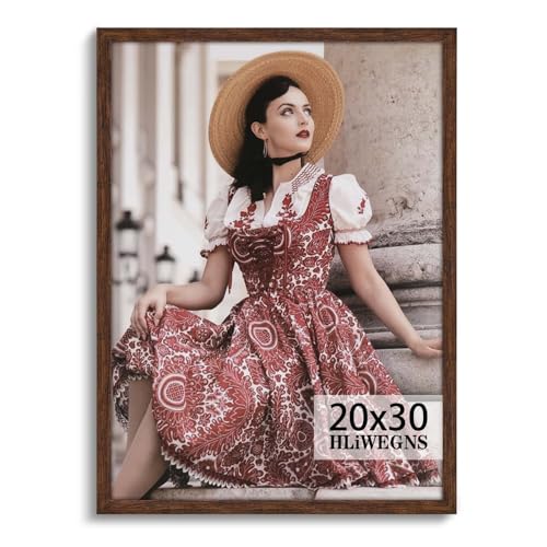 Dark Brown 20x30 Frame -Single Frame - Rustic Woodgrain 20 x 30 Poster Frame with Plexiglass for Wall Gallery Display, 20x30 Picture Frame for Puzzle, Artwork, Photo and Poster - Ideal Christmas Day - color: Brown, size: 20x30 in