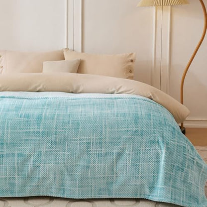 COOVA Fleece Bed Blanket Twin Size, Super Soft and Cozy 3D Jacquard Warm Blankets, Lightweight and Fuzzy Throw for Couch, Sofa, Chair, Giftable (Light Green, 60"x80") - color: Graphite Light Green, size: 60"x80"