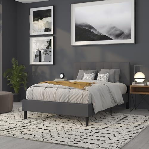 Quilted Tufted Upholstered Full Size Headboard in Dark Gray Fabric - color: Dark Gray, size: Full