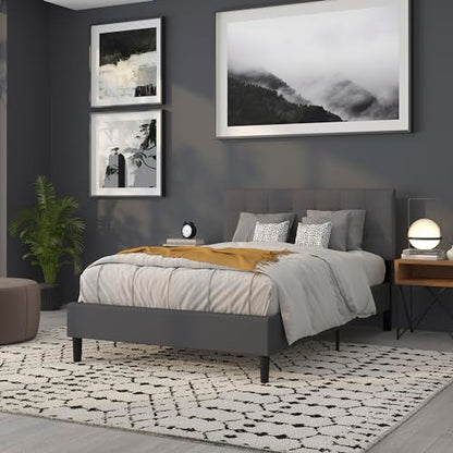 Quilted Tufted Upholstered Full Size Headboard in Dark Gray Fabric - color: Dark Gray, size: Full
