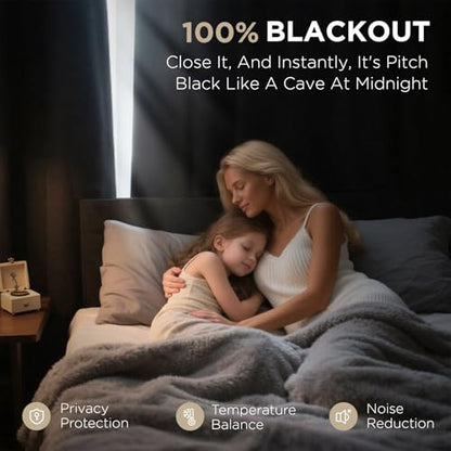 Joydeco Blackout Curtains 72 Inches Long 2 Panels Burg, Room Darkening Curtains for Bedroom, 100% Black Out Textured Thermal Drapes Privacy Protection 2 Panels Set(W52 x L72 Inch, Charcoal Grey) - color: Charcoal Grey, size: 52"W x 72"L (Pack of 2)