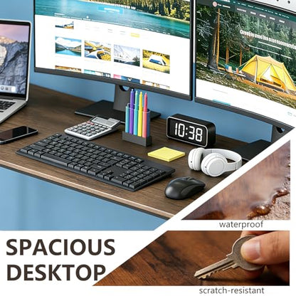 BestOffice Computer Desk,Home Office Desk, Modern Simple Style for Home Office Study Writing (Brown, 63 Inch) - color: Brown, size: 63 Inch