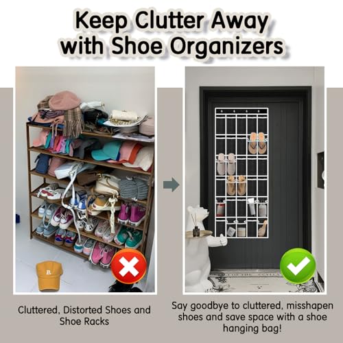 Kotkn Over the Door Shoe Organizer with 30 Breathable Mesh Pockets (2PC-Black) - color: 2PC-Black