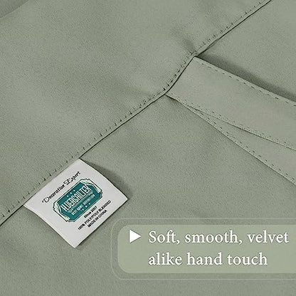 H.VERSAILTEX Solid Blackout Curtain Energy Efficient Tie Up Shades Rod Pocket Panel for Kitchen (Light Sage, 42W x 63L, One Panel) - color: Light Sage