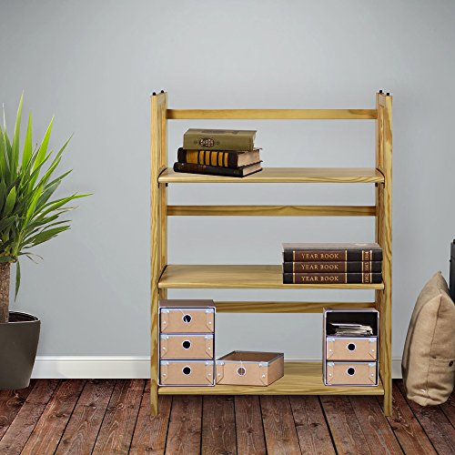 Casual Home 3-Shelf Folding Stackable Bookcase (27.5" Wide)-Natural - color: Natural, size: 3-Shelf Stackable
