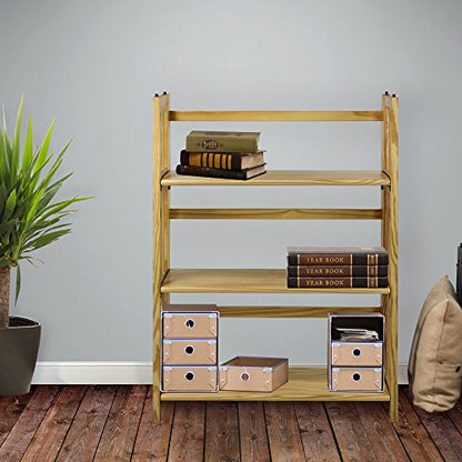 Casual Home 3-Shelf Folding Stackable Bookcase (27.5" Wide)-Natural - color: Natural, size: 3-Shelf Stackable
