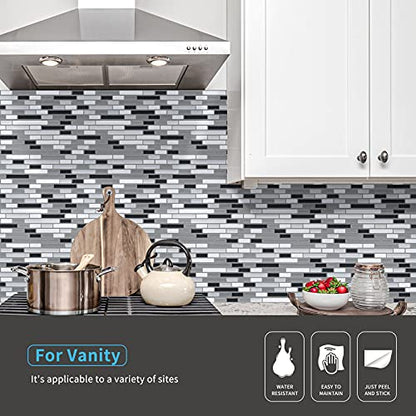 Art3d 12" x 12" Peel and Stick Tile Kitchen Backsplash Sticker Gray Brick (6 Tiles) - color: Gray-white