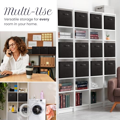 Reli. 11 Inch Cube Storage Bins (12 Pack) | Cube Organizer Bins | 11x11 Fabric Storage Boxes | Collapsible, Foldable Fabric Cubby Box (Square) | Bedroom, Office, Home Organization