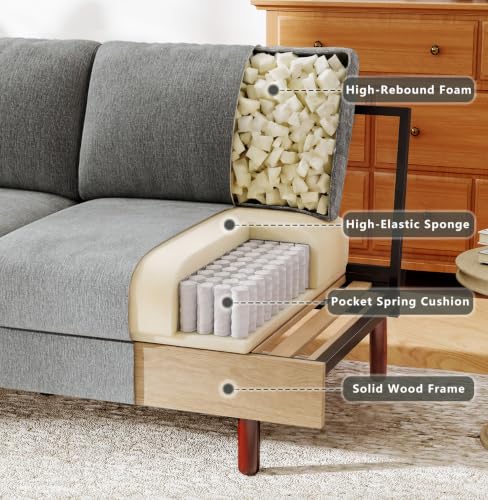 Ihanherry 68" Loveseat Sofa, Small Couch for Small Spaces, Comfy Chenille Sofa with Spring Cushion and Wood Frame, Mid Century Modern Couch, Deep Seat Couch for Living Room Bedroom Office, Grey - color: Grey