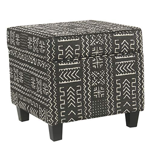 HomePop 18" Classic Square Storage Ottoman - Onyx - color: Onyx