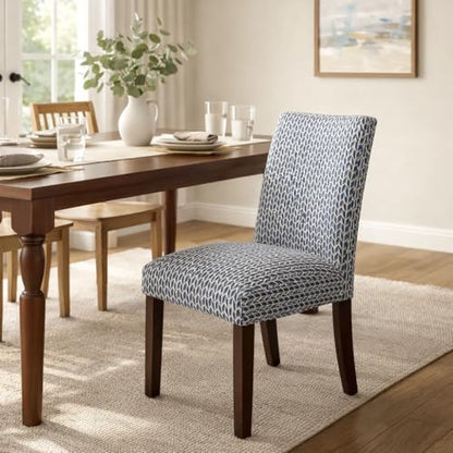 HomePop Classic Parsons Dining Chair - Blue Geometric (Set of 2) - color: Blue Geometric, style: Pack of 2