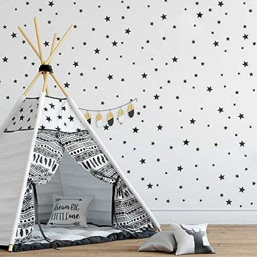 174pcs Mixed Size Star Wall Stickers Home Decor Bedroom Removable Nursery Wall Decals Kids DIY Art Decal JW343 (Black) - color: Black