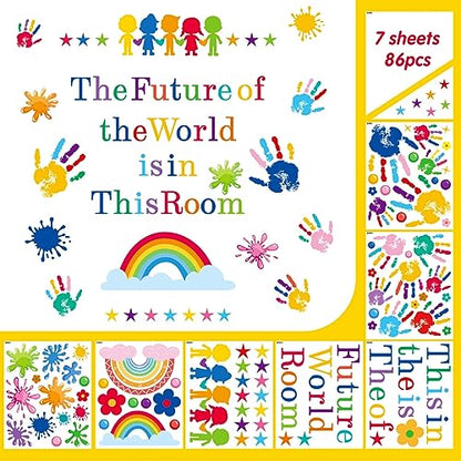 AOWDIAO Inspirational Kids Classroom Wall Decals – The Future of the World Is in This Room Quote – Peel and Stick Vinyl Sticker for School, Nursery and Playroom Decor - style: Inspirational Quote