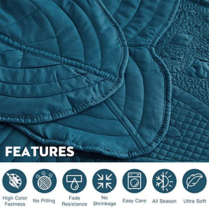 DaisyHuang Bedspread - Full Size Bedding Cover - Modern & Contemporary Coverlet Set, Real Stitching, Reversible, Lightweight, 5 Piece, Blue - color: Blue, size: Full(96"x110")