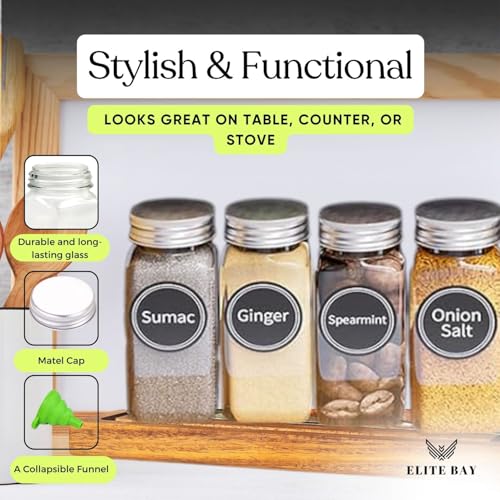 ELITE BAY-Spice Jar Rack Organizer– 4-Tier Organizer 28 Bottles,180 Labels, Funnel.