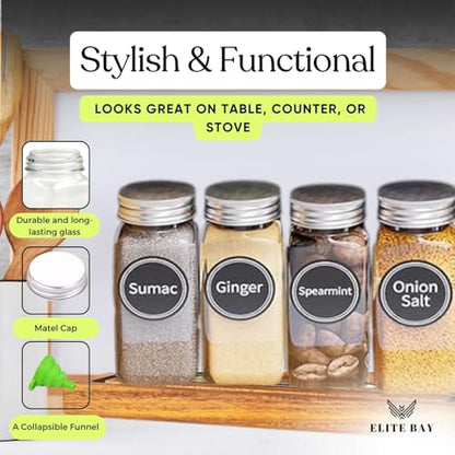 ELITE BAY-Spice Jar Rack Organizer– 4-Tier Organizer 28 Bottles,180 Labels, Funnel.