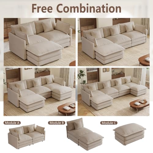 3 Seater Sectional Sofa,103.8 inch L-Shape,Green | Chenille Deep Seat Sofa with Pillow for Living Room, Bedroom and Apartment - color: Green, size: 103.8Inch-L