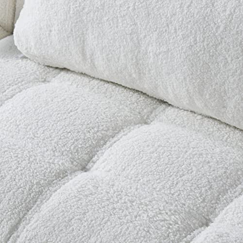 KEVINSPACE 35.5" Modular Sectional Sofa Couch, 1 Seater Cozy Portable Couches, Living Room, Single Chair, Modern Convertible Couch Teddy Fabric Sofa with Pillow, Gold Legs for Small Spaces 1PCS White - color: 1pcs White