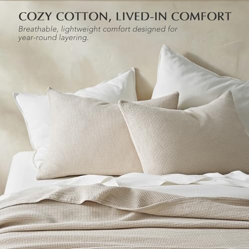 100% Cotton Waffle Coverlet Set, King Size, Birch | Soft Premium Waffle Weave Cotton Bed Blanket, Lightweight Oversized Bedspread, All Season 3-Piece Bedding Set with 2 Shams - color: Birch, size: King/Cal King (108" X 96")