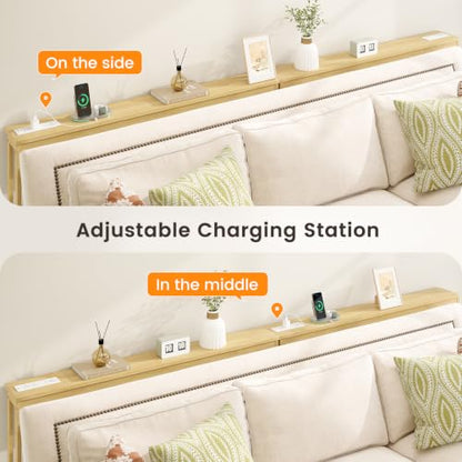 ELYKEN Bamboo Narrow Console Table, 5.9'' Slim Sofa Table Behind Couch | Slim Skinny Hallway Table with Charging Station for Entryway, Living Room, Foyer, Entrance, 5.9 x 47.2 x 31.5in, Natural - color: Natural, size: 5.9"D x 47.2"W x 31.5"H