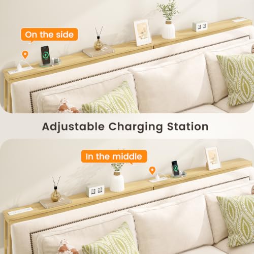 ELYKEN 2 Pack Bamboo Console Table, 5.9'' Narrow Sofa Table Behind Couch | Slim Skinny Hallway Table with Charging Station for Entryway, Living Room, Foyer, Entrance, 5.9 x 47.2 x 31.5in, Natural - color: Natural, size: 5.9"D x 94.5"W x 31.5"H