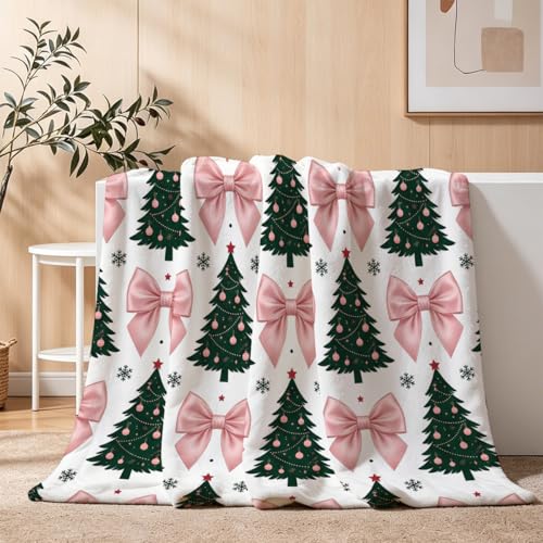 Festive Pine Trees Throw Blanket, Soft Flannel Fleece 50" x 60" | Yujiiso Festive Pine Trees Blanket Lightweight Decor for Living Room, Bedroom, Office and Travel, Home Decor Gift - color: Festive Pine Trees, size: 50"x60"