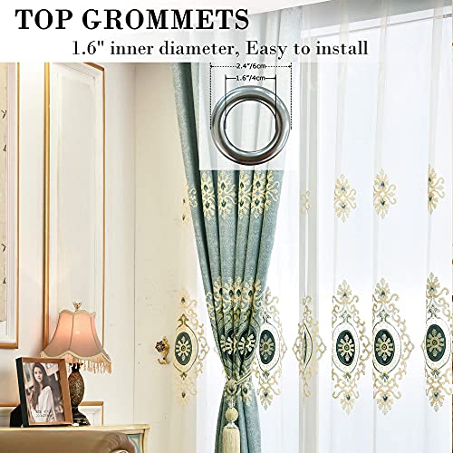 Customized Simple Chenille Jacquard Sheer Window Elegance Curtains/Drapes/Panels/Treatments for Bedroom Living Room,Top Grommets(2 Panels) | Airy Fabric Feel, Delicate Pattern Detail, Gentle Natural Light, for Bedroom and Living Room Windows - color: Blue