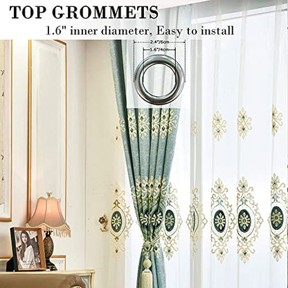 Customized Simple Chenille Jacquard Sheer Window Elegance Curtains/Drapes/Panels/Treatments for Bedroom Living Room,Top Grommets(2 Panels) | Airy Fabric Feel, Delicate Pattern Detail, Gentle Natural Light, for Bedroom and Living Room Windows - color: Blue