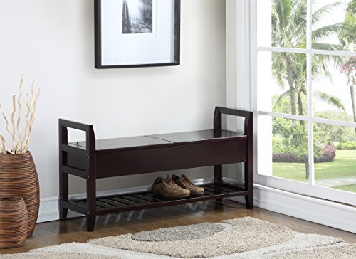 Roundhill Furniture Vannes Espresso Storage Shoe Bench