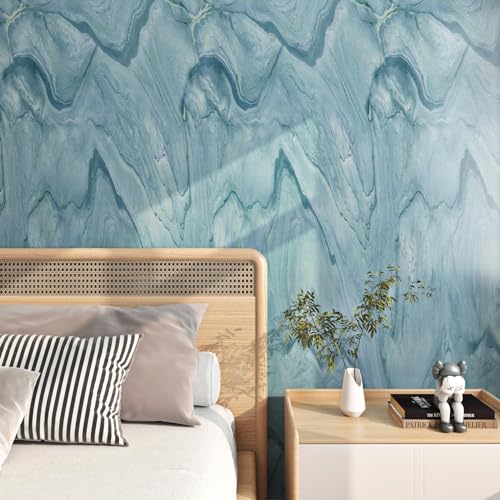 FunStick Thick Blue Liquid Marble Contact Paper for Countertops Waterproof Blue Marble Wallpaper Peel and Stick Countertops for Kitchen Bathroom Removable Marble Wall Paper for Cabinets Desk 15.8"x80" - size: 15.8" x 78.8"