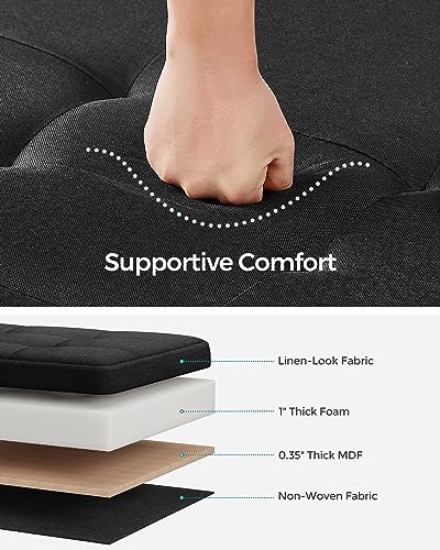 SONGMICS Storage Ottoman Bench, Foldable Foot Rest with Legs, 15 x 43 x 15.7 Inches, End of Bed Bench, Storage Chest, Load up to 660 lb, for Living Room, Bedroom, Entryway, Ink Black ULSF018B01 - color: Ink Black, style: without Flipping Lid