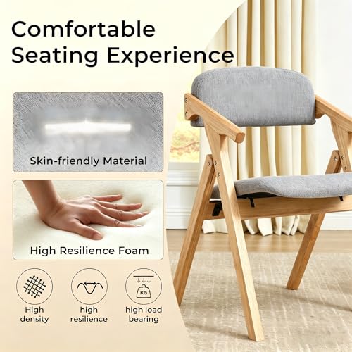 Folding Chairs with Padded Seats,Wooden Stackable Dining Chair,Easy to Store Foldable Dining Chairs for Kitchen, Living Room, Wedding Party Picnic (Dark Gray) - color: Dark Gray