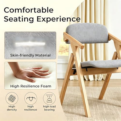 Folding Chairs with Padded Seats,Wooden Stackable Dining Chair,Easy to Store Foldable Dining Chairs for Kitchen, Living Room, Wedding Party Picnic (Dark Gray) - color: Dark Gray