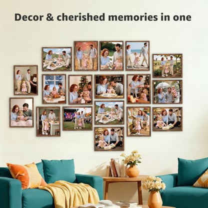 Giftgarden 8x10 Picture Frame Set of 18, Lightweight 8 by 10 Frames Bulk for Gallery Wall Photo Hanging and Tabletop Display, Rustic Brown - color: Brown*18, size: 8x10