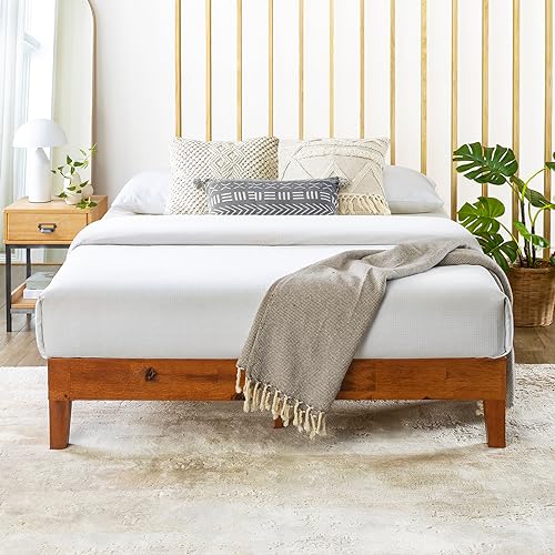 Mellow Naturalista Grand - 12 Inch Solid Wood Platform Bed with Wooden Slats - No Box Spring Needed - Queen (Cherry) - color: Cherry, size: Queen, style: 12 Inch Grand