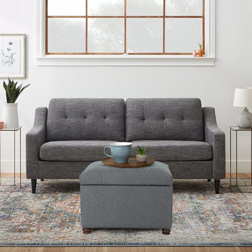 Ottoman with Storage,24" Fabric Ottoman Foot Rest with Hinged Lid Small Rectangle Upholstered Tufted Foot Stools Ottomans for Bedroom Living Room Entryway,Gray - color: Haute Gray