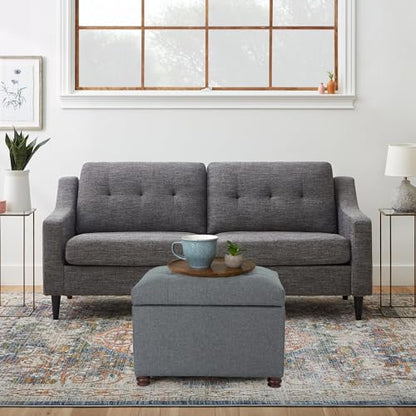 Ottoman with Storage,24" Fabric Ottoman Foot Rest with Hinged Lid Small Rectangle Upholstered Tufted Foot Stools Ottomans for Bedroom Living Room Entryway,Gray - color: Haute Gray
