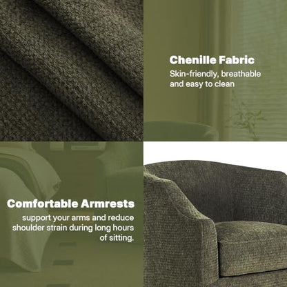 34” Upholstered Swivel Barrel Accent Chair, 360° Swivel Armchair with Metal Base, Comfy Foam Padded Seat for Living Room Bedroom Dressing Room, 176 lbs Weight Capacity (KJ-0922C-LIGHT 162-2) - color: Kj-0922c-light 162-2