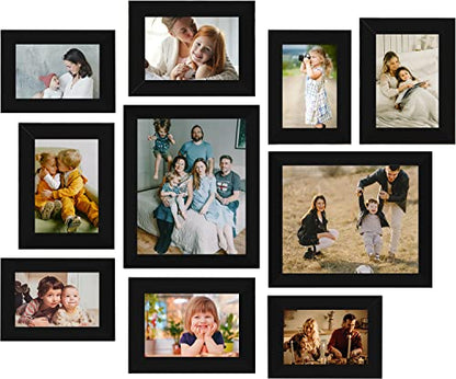 LUCKYLIFE Picture Frame Set 10-Pack, Gallery Wall Frame Collage with 8x10 5x7 4x6 Black Frames - color: Black
